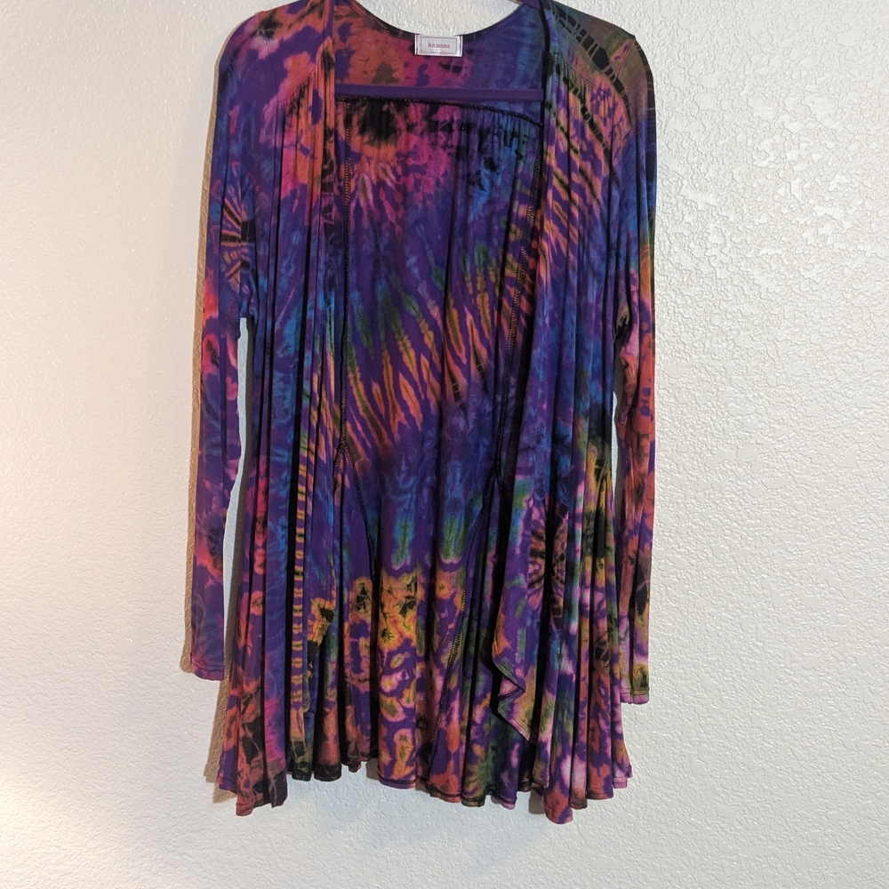 Colorful Tie-Dye Open Cardigan